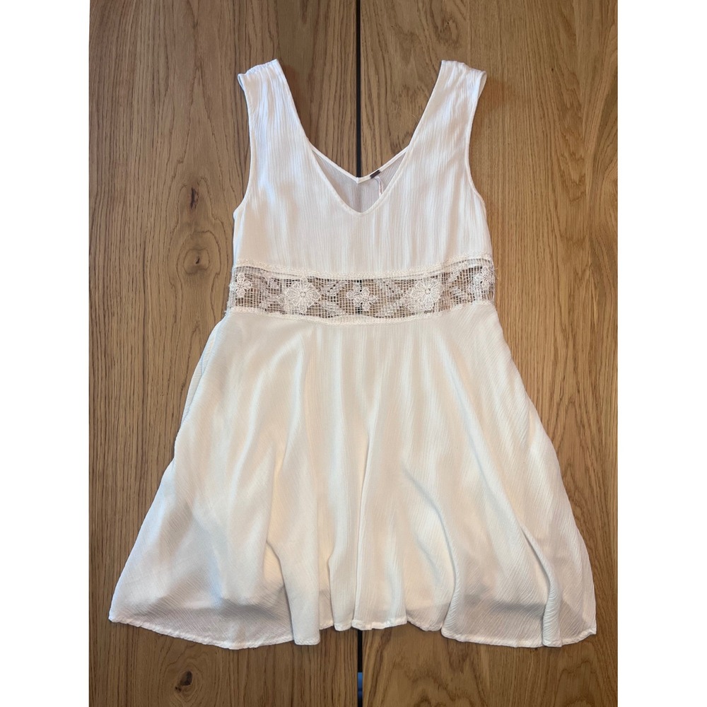 Free People Crochet Lace Mini Dress Womens Size XS White Boho Cottagecore